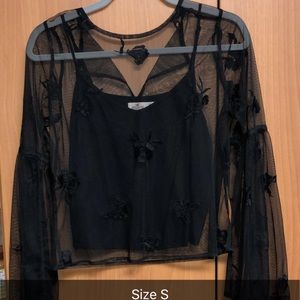 Sheer black floral top